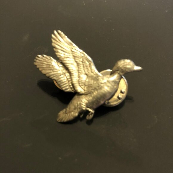 Vtg G.G. Harris Pewter Duck Lapel Pin 1.5 Inch Made in USA 80s - Picture 1 of 5